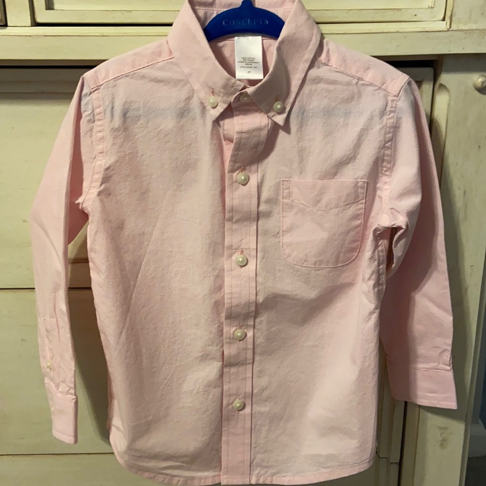 Janie & Jack pink gingham special occasion shirt
